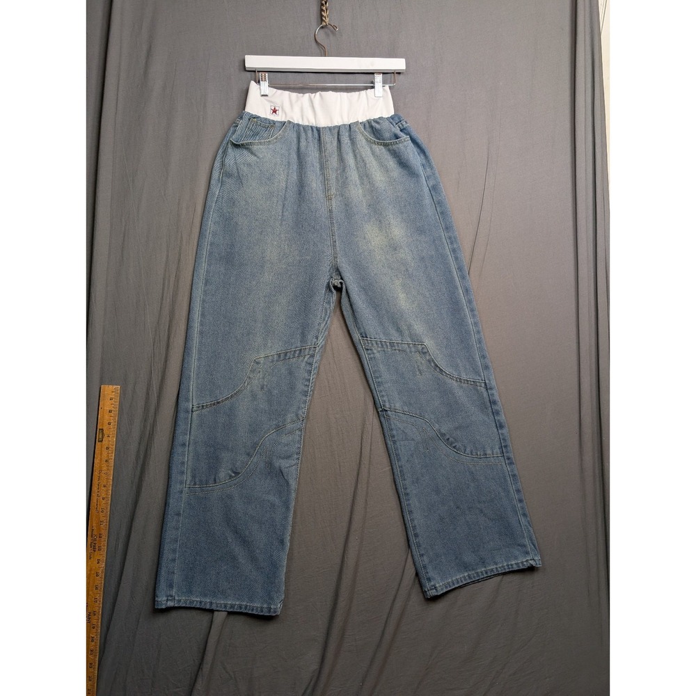 Fashion Women's  baggy, wide-leg denim‎ jeans Size Small